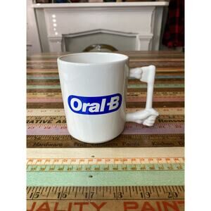 VINTAGE Oral B Mug USA Coffee Cup White Retro Dentist Brush Teeth Tooth